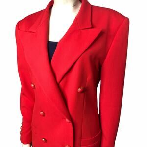 Vintage Escada Poppy Color Double Breast Skirt Suit